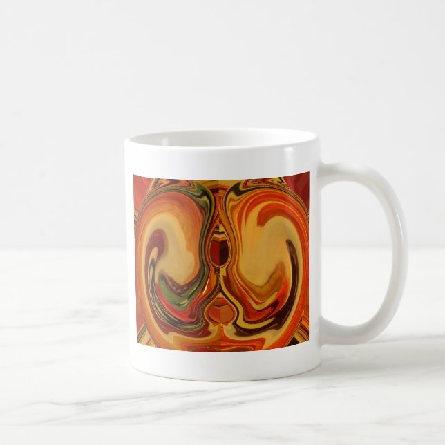 Abstrakt Earth Tone Swirl Art-utskrift Kaffemugg (Höger)
