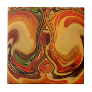 Abstrakt Earth Tone Swirl Art-utskrift Kakelplatta