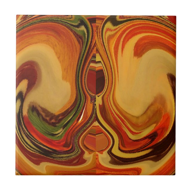 Abstrakt Earth Tone Swirl Art-utskrift Kakelplatta (Framsidan)