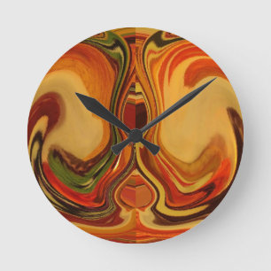 Abstrakt Earth Tone Swirl Art-utskrift Rund Klocka