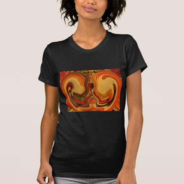 Abstrakt Earth Tone Swirl Art-utskrift T-shirt (Framsida)