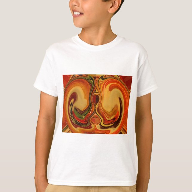 Abstrakt Earth Tone Swirl Art-utskrift Tee (Framsida)