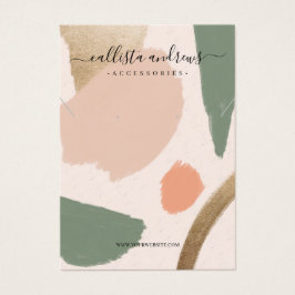Abstrakt Earth Tones Guld Earring Necklace Visning Visitkort