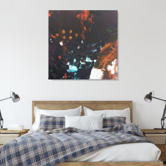 Abstrakt Earth Tones med Cobalt Blue, Red, Copper Canvastryck