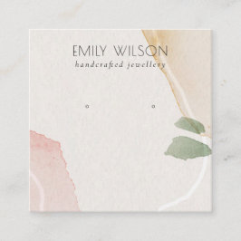 Abstrakt Earthy Grönt Stud Earring Visning Fyrkantigt Visitkort