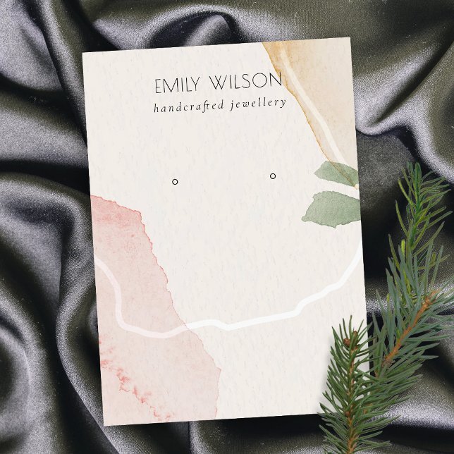 Abstrakt  Earthy Grönt Stud Earring Visning Visitkort (Skapare uppladdad)