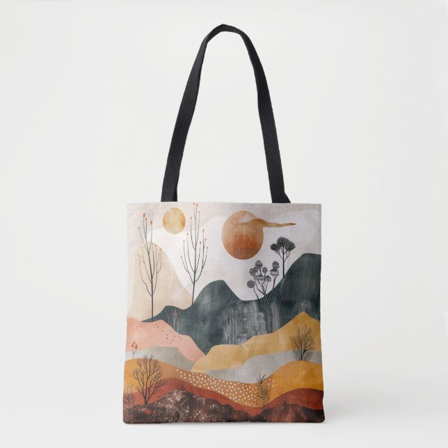 Abstrakt Earthy liggande Tote Bag Tygkasse (Framsida)