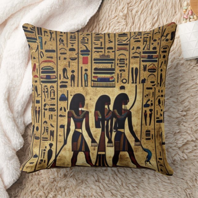 Abstrakt Egyptiska Hieroglyfer Dekorativ kudde (Filt)