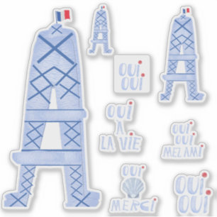 Abstrakt Eiffel Torn Fransk Lakan Klistermärken