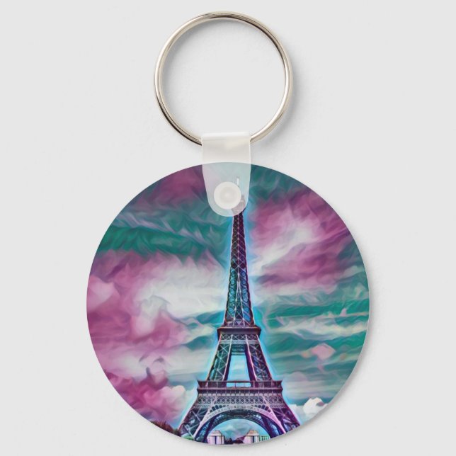 Abstrakt Eiffel Torn Keychain Nyckelring (Framsida)