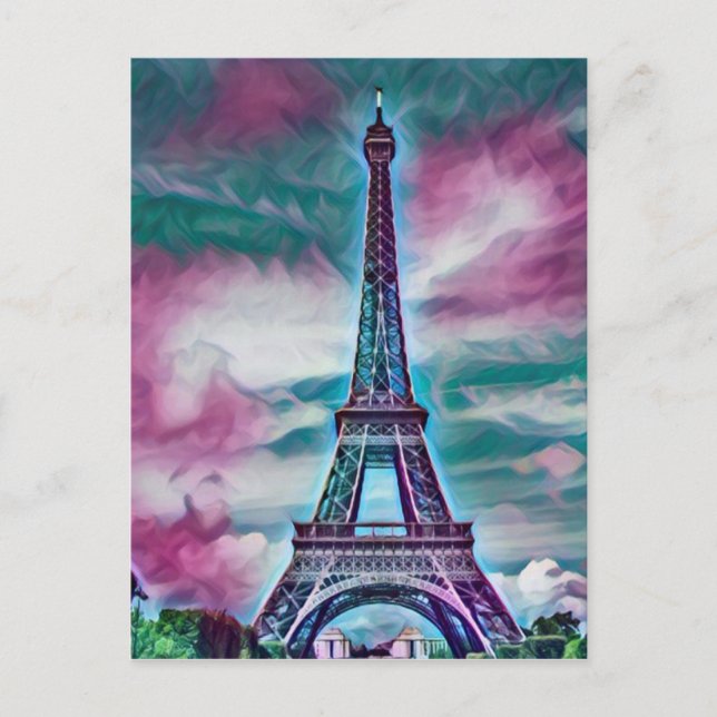 Abstrakt Eiffel Torn Vykort (Framsida)