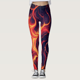 Abstrakt eldkonst – Sömlöst eldig vätskemonster Leggings