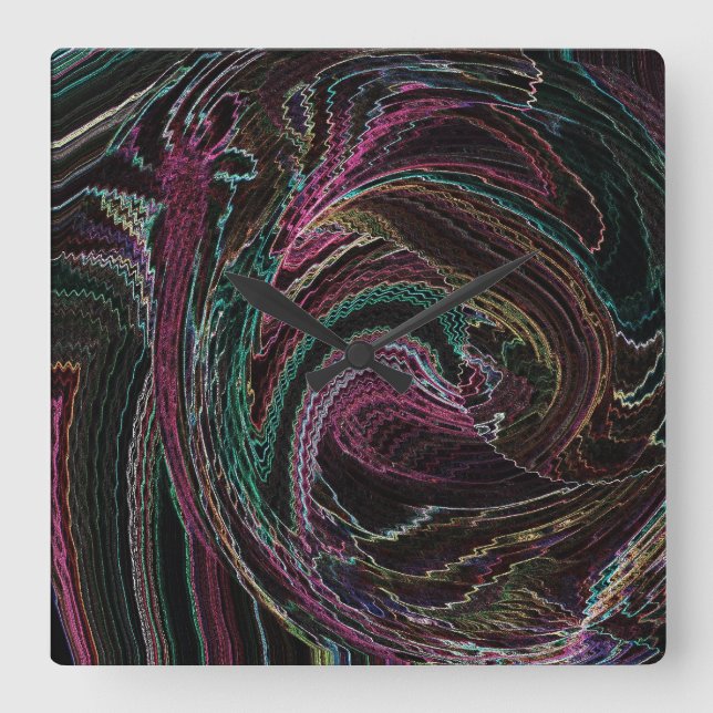 Abstrakt Electric Ljus Tupp Wall Clock Fyrkantig Klocka (Framsida)