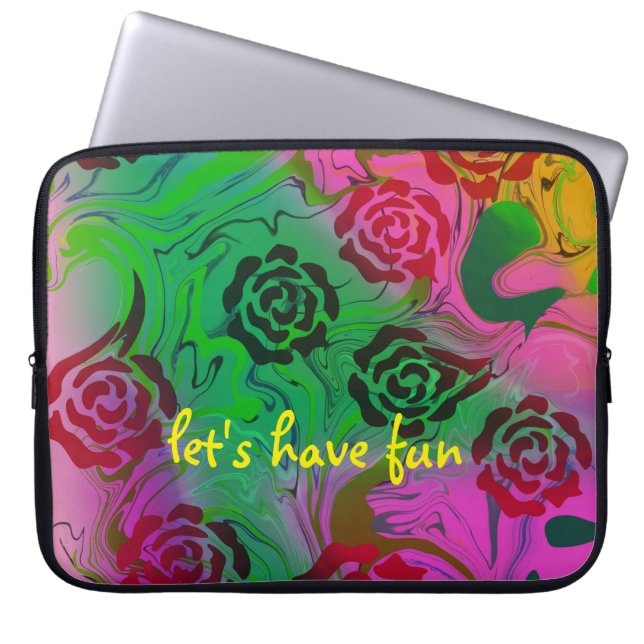 abstrakt Electronics Bag för svart ro Laptop Fodral (Framsidan)