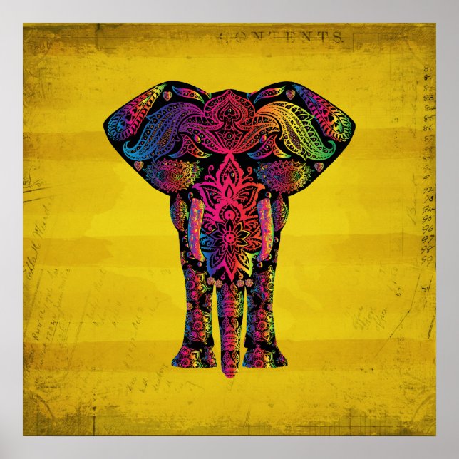 Abstrakt Elefant dekorativ dekorativ dekorationsde Poster (Framsidan)