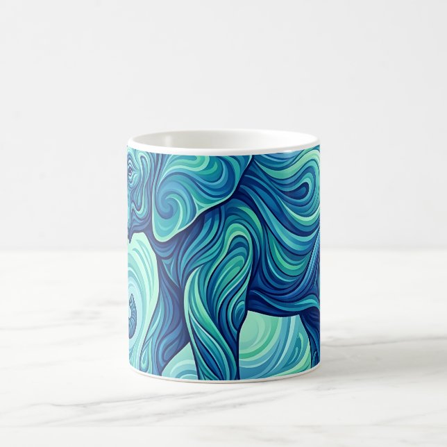 Abstrakt elefant Ocean blå gradient kaffemugg (Center)