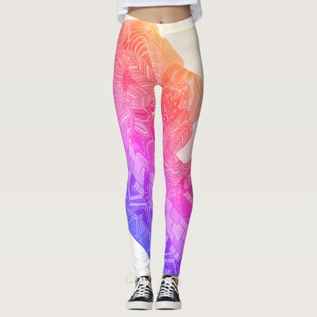 Abstrakt elefantdamasker leggings (Framsida)