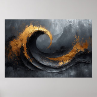 Abstrakt Elegance: Black, Guld och Grått Art Poster