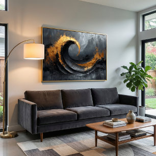 Abstrakt Elegance: Black, Guld och Grått Art Poster