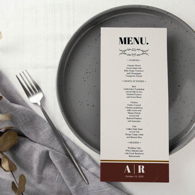 Abstrakt Elegance Golden Ram Bröllop Menu (Skapare uppladdad)