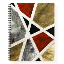 Abstrakt Elegance Notebook - Black, Red, Guld Art