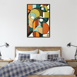 Abstrakt Elegance | Retro Olive-design Canvastryck