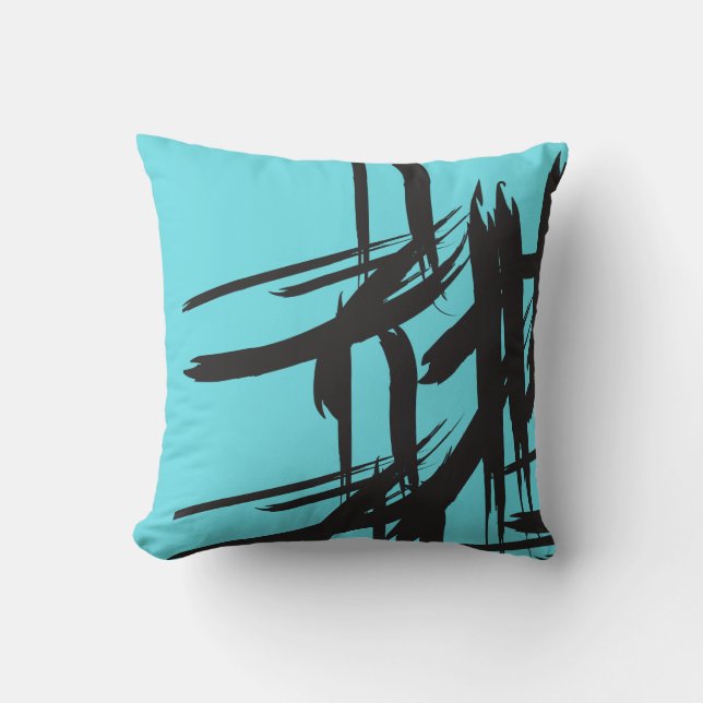 "Abstrakt Elegance" Teal Blue Accent Pillow Kudde (Framsida)