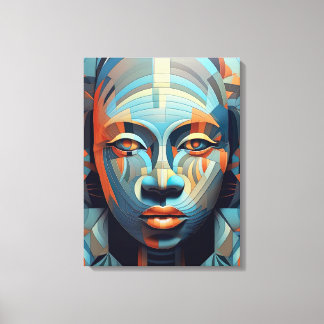 Abstrakt Elegance: Womans Geometric Porträtt Canvastryck