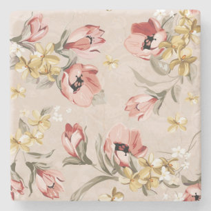 Abstrakt elegansblommönster 3 stenunderlägg