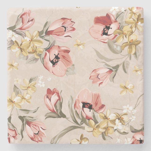 Abstrakt elegansblommönster 3 stenunderlägg (Framsidan)