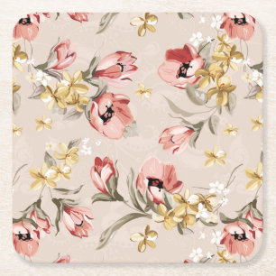Abstrakt elegansblommönster 3 underlägg papper kvadrat