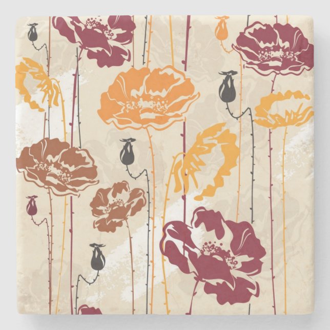 Abstrakt elegansblommönster 4 stenunderlägg (Framsidan)