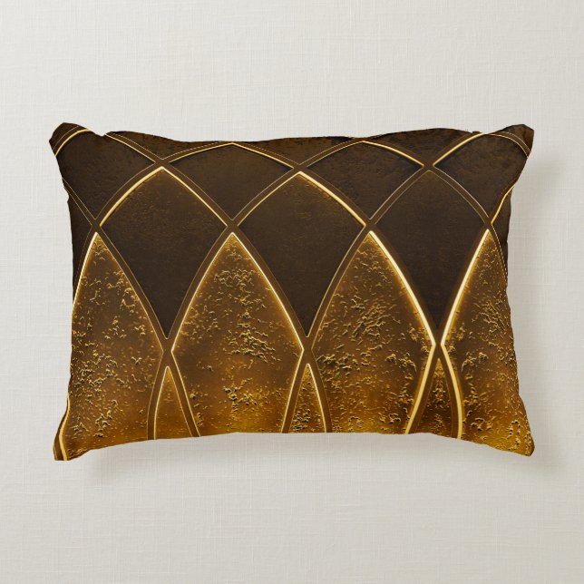 Abstrakt elegant art deco geometric ornamric gol prydnadskudde (Framsidan)