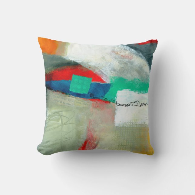 Abstrakt elegant blandad färgrik målning mönster  kudde (Framsida)