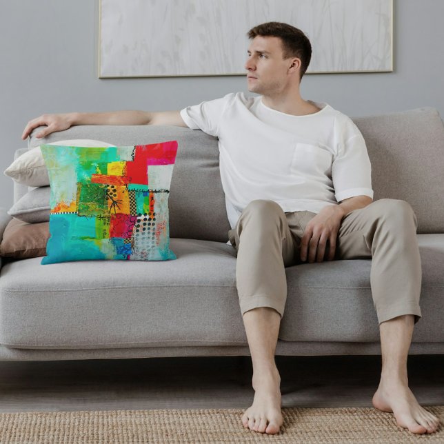 Abstrakt elegant blandad färgrik målning mönster  kudde (Skapare uppladdad)