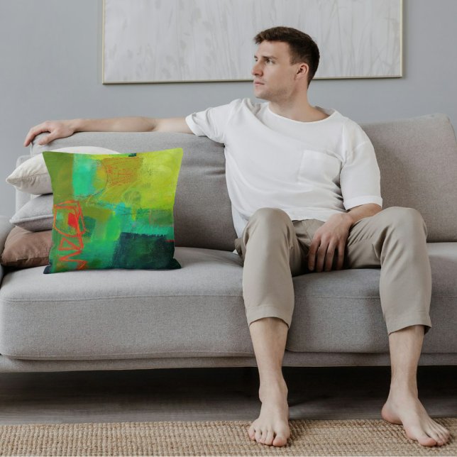 Abstrakt elegant blandad färgrik målning mönster  kudde (Skapare uppladdad)