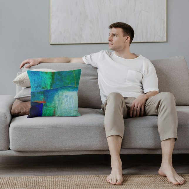 Abstrakt elegant blandad färgrik målning mönster  kudde (Skapare uppladdad)