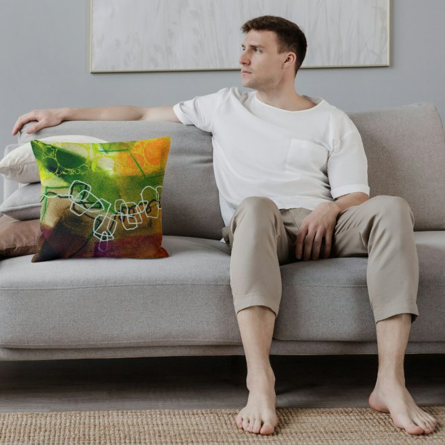 Abstrakt elegant blandad färgrik målning mönster  kudde (Skapare uppladdad)