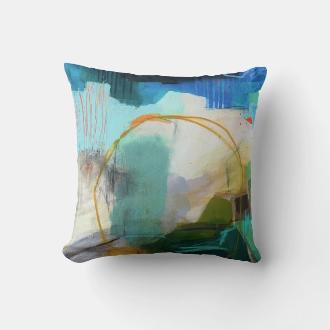 Abstrakt elegant blandad färgrik målning mönster  kudde (Framsida)