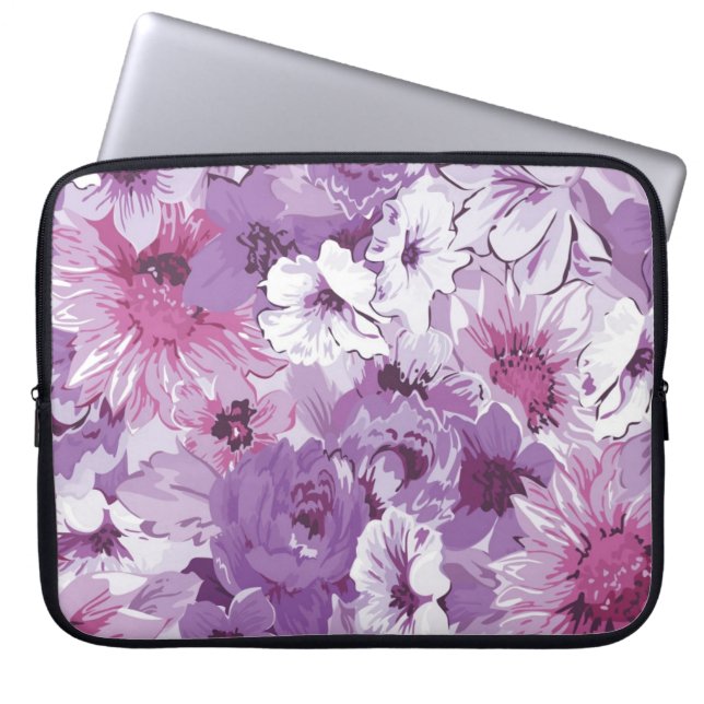 Abstrakt elegant blom- design för lilor laptop fodral (Framsidan)