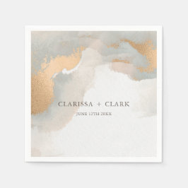 Abstrakt Elegant Guld Vattenfärg Måleri Bröllop Pappersservett