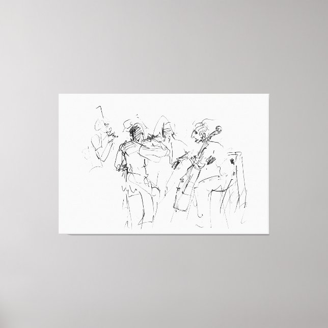 Abstrakt Elegant Jazz Band Sketch - Premium Canvastryck (Framsida)