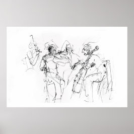 Abstrakt Elegant Jazz Band Sketch - Premium Poster