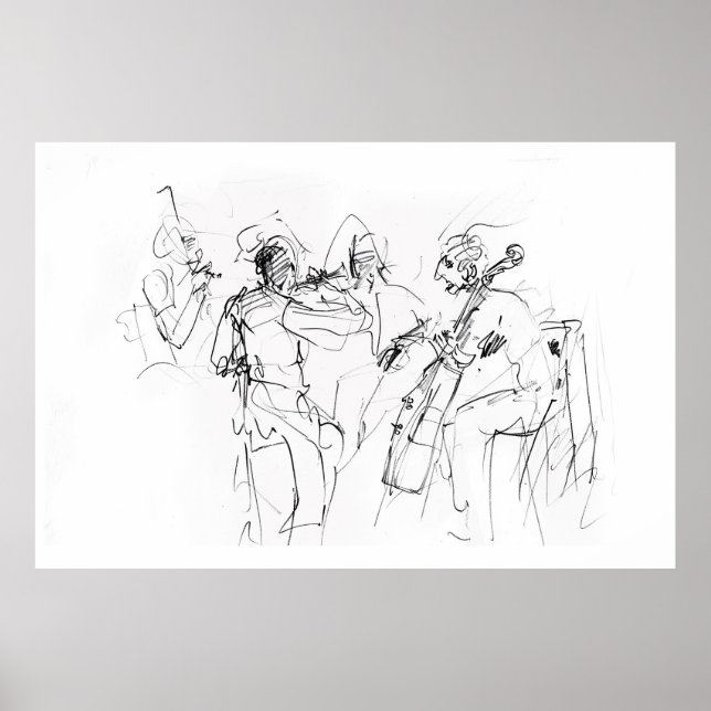 Abstrakt Elegant Jazz Band Sketch - Premium Poster (Framsidan)