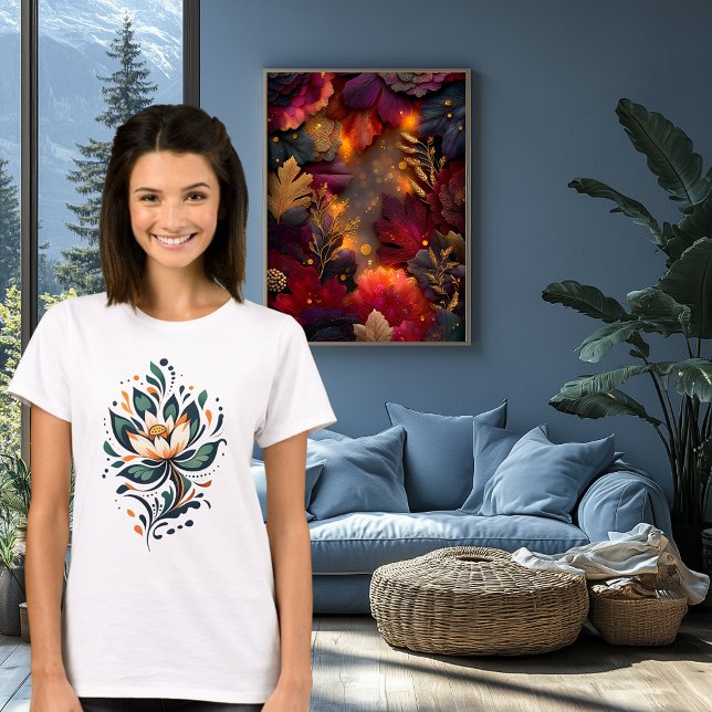 Abstrakt Elegant Lotusblomma Konst T Shirt (Skapare uppladdad)
