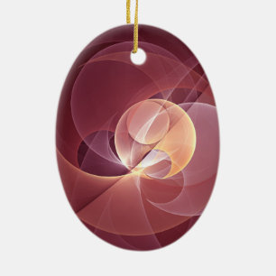 Abstrakt Elegant Modern Vin Red Fractal Art Julgransprydnad Keramik