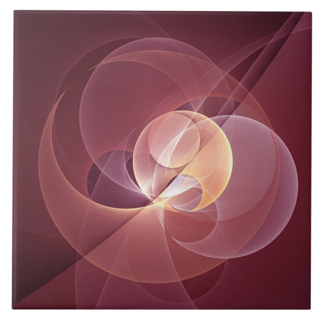 Abstrakt Elegant Modern Vin Red Fractal Art Kakelplatta (Framsidan)
