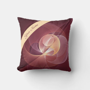 Abstrakt Elegant Modern Vin Red Fractal Art Namn Kudde