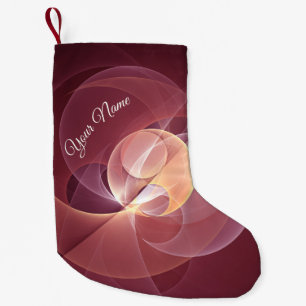 Abstrakt Elegant Modern Vin Red Fractal Art Namn Liten Julstrumpa
