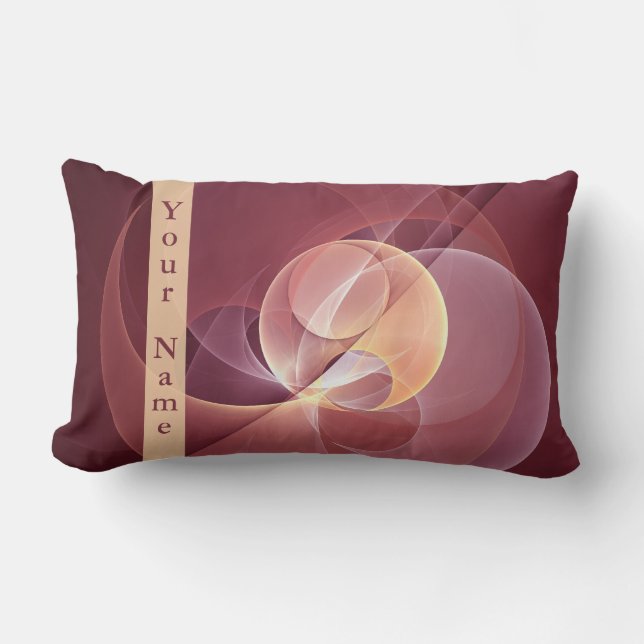 Abstrakt Elegant Modern Vin Red Fractal Art Namn Lumbarkudde (Framsida)